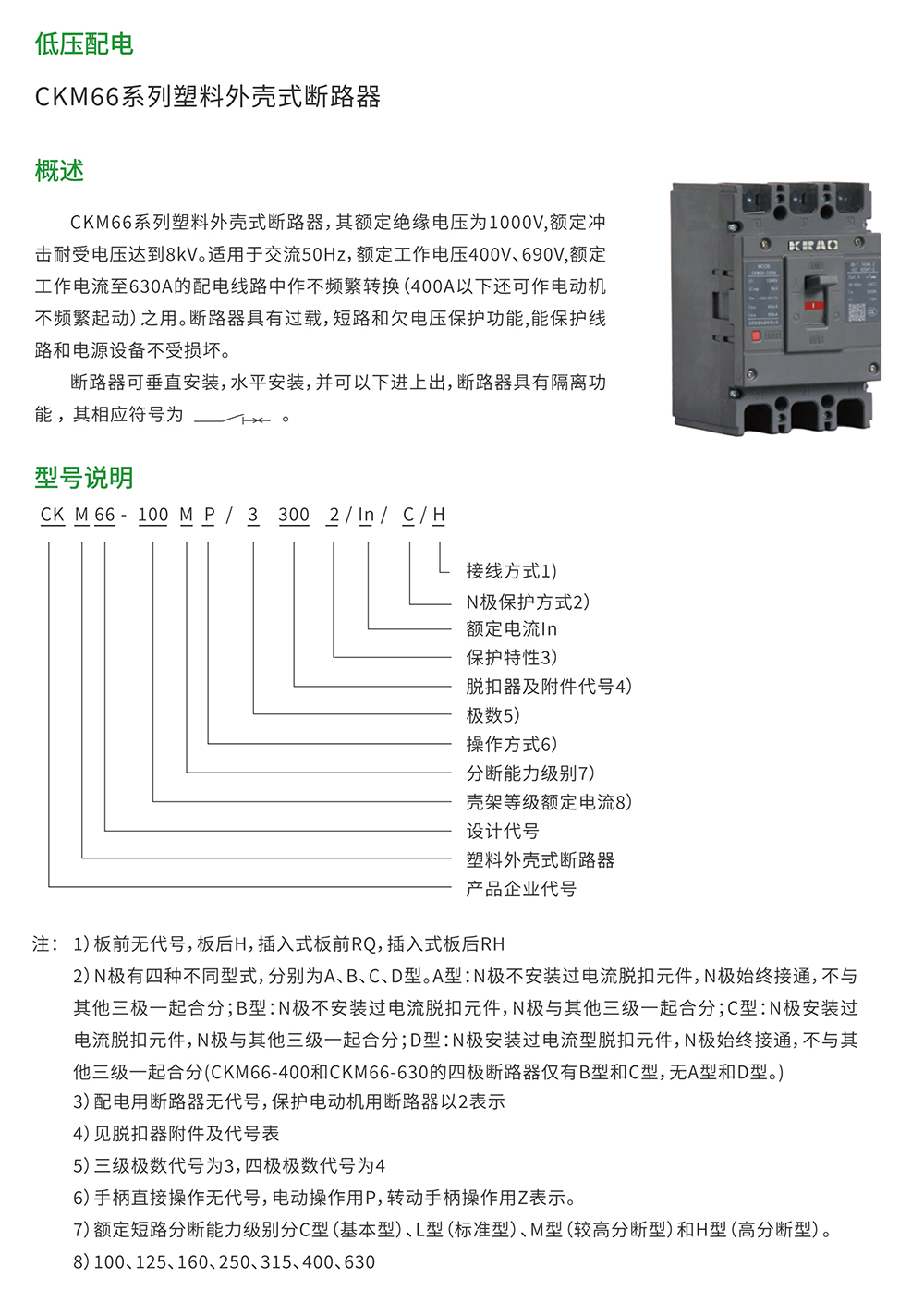 CKM66系列塑料外殼式斷路器