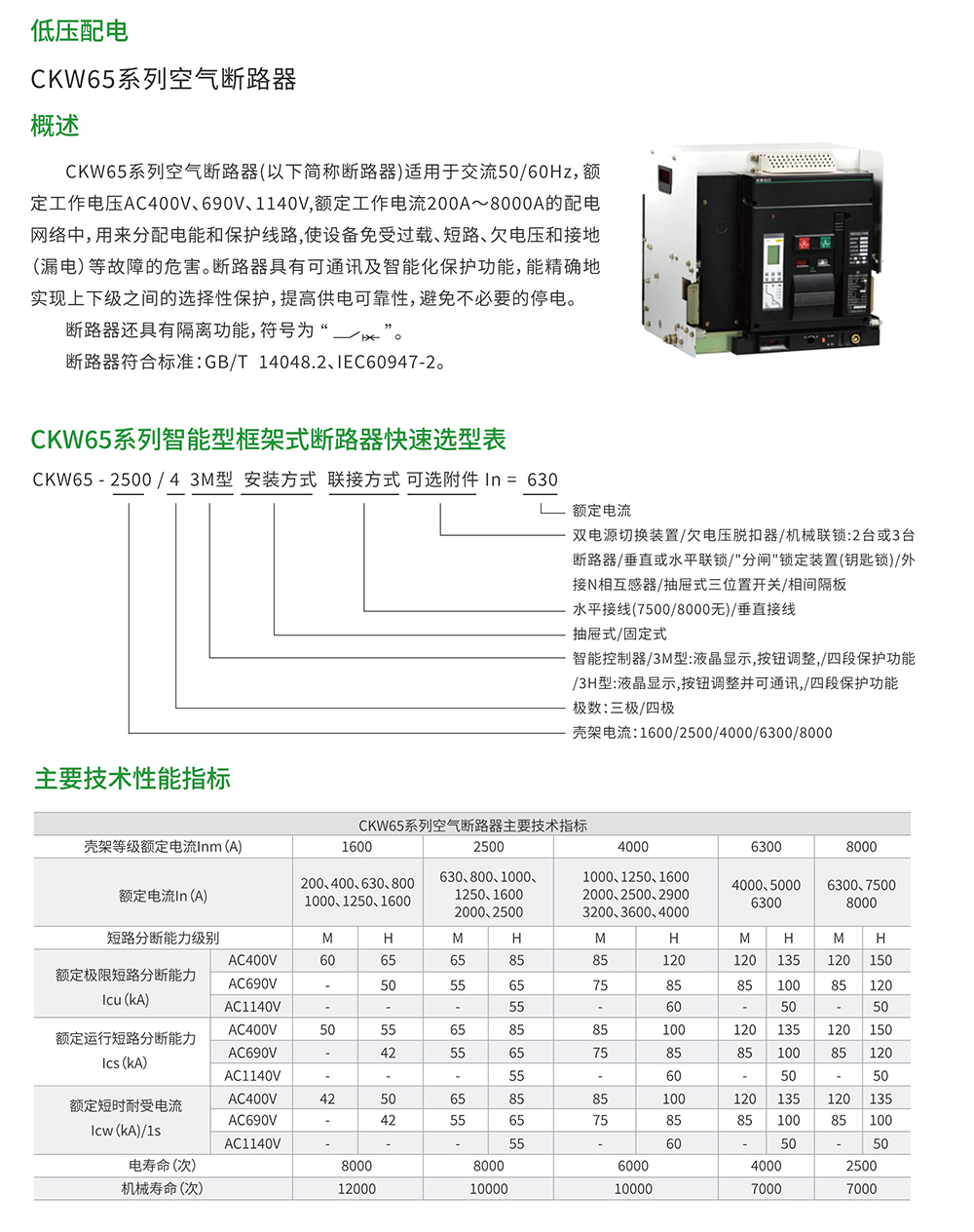 CKW65系列空氣斷路器